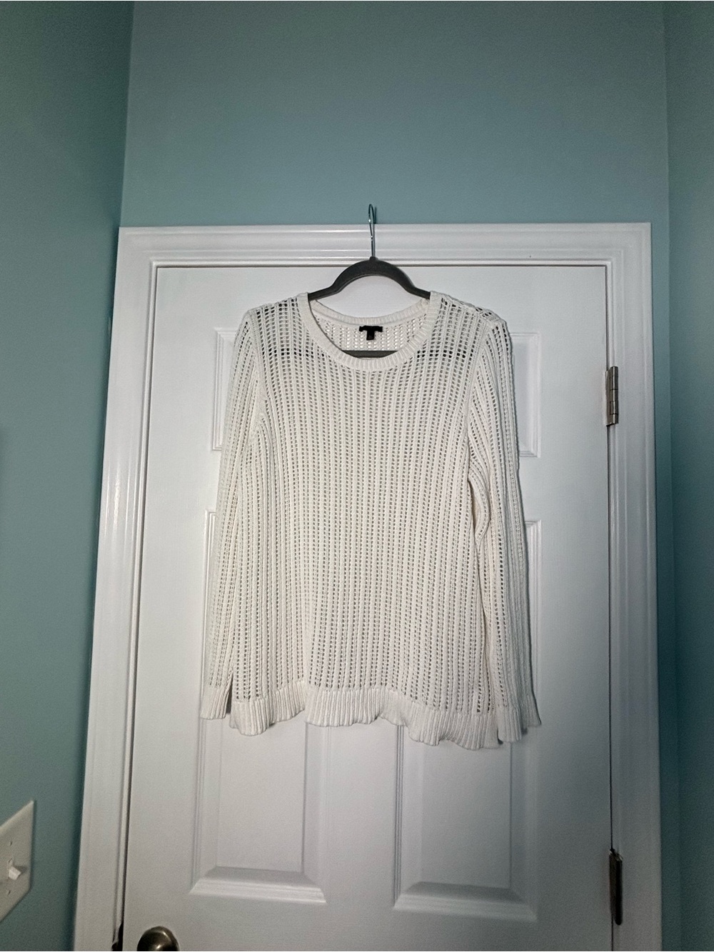 Talbots White Open-Weave Crewneck Sweater